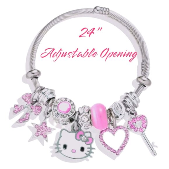 New Arrival!! HELLO KITTY Women's Pandora Adjustable Charm Bracelet - Picture 3 of 8